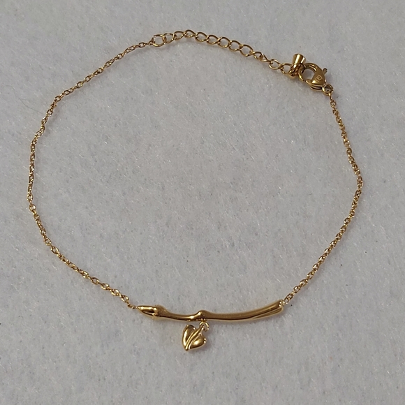 Titanium Steel Golden Heart Link Bracelet - Picture 2 of 6